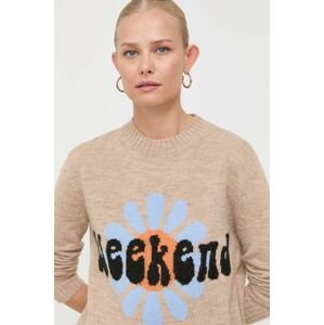 Vlnený sveter Weekend Max Mara dámsky, béžová farba, tenký