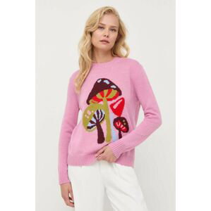 Vlnený sveter Weekend Max Mara dámsky, ružová farba, tenký