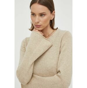 Vlnený sveter By Malene Birger dámsky, béžová farba