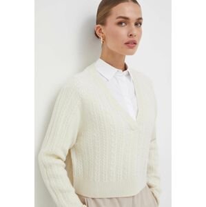 Vlnený sveter Marella dámsky, biela farba, tenký