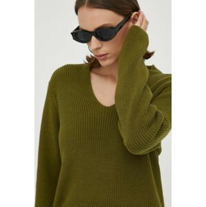 Bavlnený sveter Marc O'Polo zelená farba