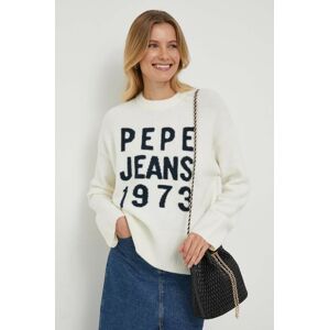 Sveter s prímesou vlny Pepe Jeans ELARA dámsky, béžová farba, teplý