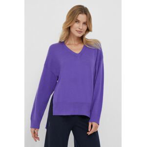 Vlnený sveter United Colors of Benetton dámsky, fialová farba