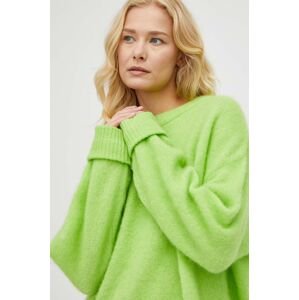 Vlnený sveter American Vintage dámsky, zelená farba