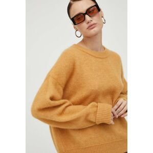 Vlnený sveter American Vintage dámsky, béžová farba