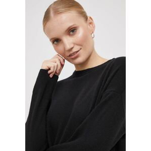 Vlnený sveter Sisley dámsky, čierna farba, tenký