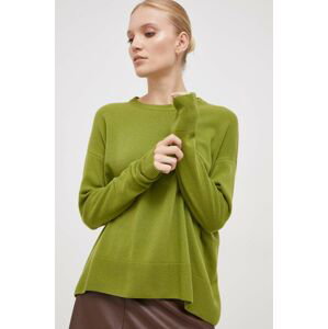 Vlnený sveter Sisley dámsky, zelená farba, tenký