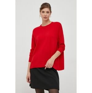 Vlnený sveter Sisley dámsky, červená farba, tenký