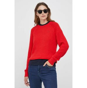 Bavlnený sveter Tommy Hilfiger červená farba