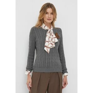 Bavlnený sveter Lauren Ralph Lauren šedá farba