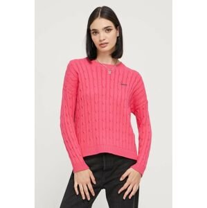 Bavlnený sveter Superdry ružová farba