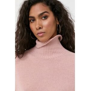 Kašmírový sveter Twinset ružová farba, tenký, s rolákom