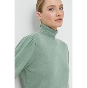 Kašmírový sveter Twinset zelená farba, tenký, s rolákom
