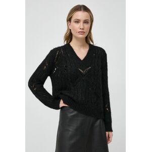 Vlnený sveter Twinset dámsky, čierna farba, teplý