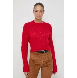 Vlnený sveter Twinset dámsky, červená farba, tenký