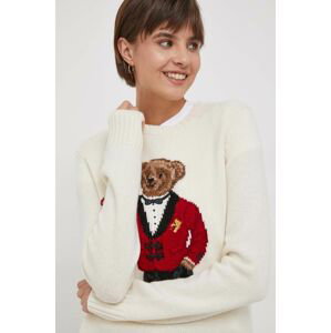 Vlnený sveter Polo Ralph Lauren dámsky, béžová farba