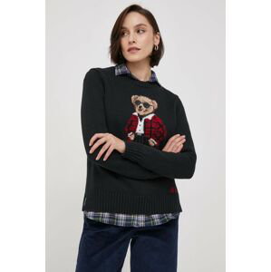 Bavlnený sveter Polo Ralph Lauren čierna farba