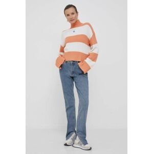 Bavlnený sveter Calvin Klein Jeans béžová farba, teplý, s rolákom