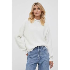 Bavlnený sveter Calvin Klein Jeans béžová farba, s polorolákom