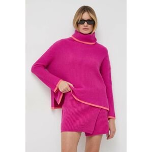 Kašmírový sveter MAX&Co. ružová farba, teplý, s rolákom
