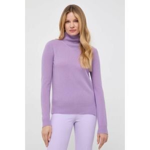 Vlnený sveter MAX&Co. dámsky, fialová farba, tenký, s rolákom