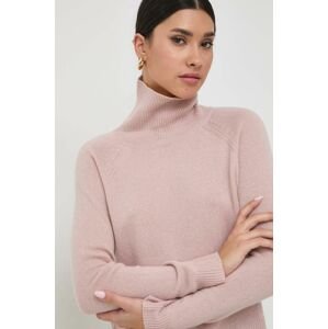 Vlnený sveter Marella dámsky, ružová farba, tenký, s polorolákom