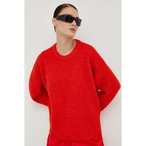Vlnený sveter Gestuz dámsky, červená farba