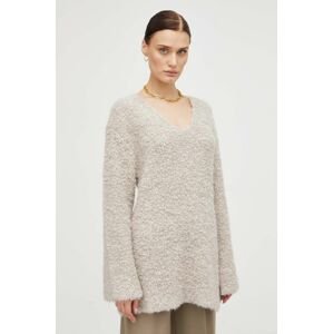 Vlnený sveter By Malene Birger dámsky, béžová farba, teplý