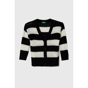 Detský sveter s prímesou vlny United Colors of Benetton čierna farba