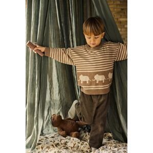Detský sveter s prímesou vlny Konges Sløjd béžová farba, tenký