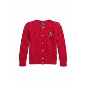 Detský bavlnený kardigan Polo Ralph Lauren červená farba
