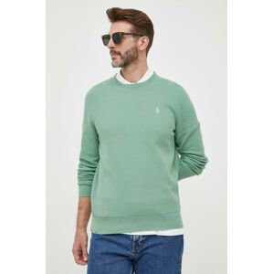 Bavlnený sveter Polo Ralph Lauren zelená farba, tenký