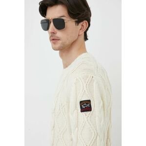 Vlnený sveter Paul&Shark pánsky, béžová farba, teplý