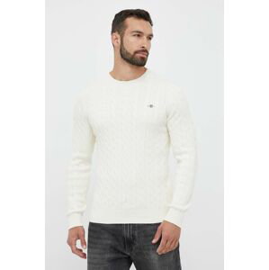 Bavlnený sveter Gant béžová farba, tenký