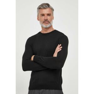 Vlnený sveter Sisley pánsky, čierna farba, tenký