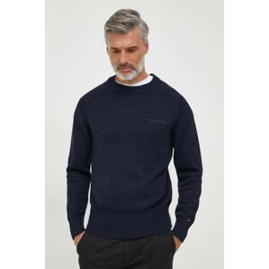 Bavlnený sveter Tommy Hilfiger tmavomodrá farba