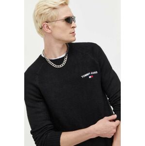 Sveter Tommy Jeans pánsky, čierna farba