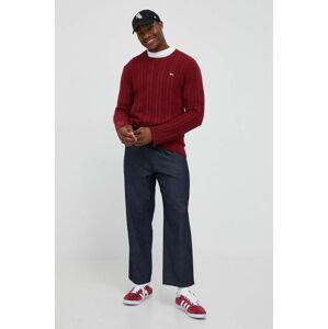 Bavlnený sveter Tommy Jeans bordová farba