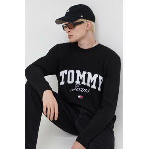 Sveter Tommy Jeans pánsky, čierna farba