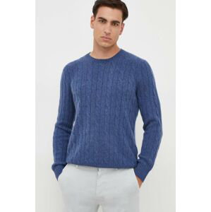 Vlnený sveter Polo Ralph Lauren pánsky, tmavomodrá farba