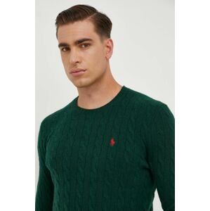 Vlnený sveter Polo Ralph Lauren pánsky, zelená farba