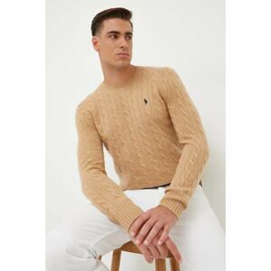 Vlnený sveter Polo Ralph Lauren pánsky, béžová farba