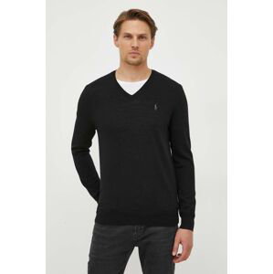 Vlnený sveter Polo Ralph Lauren pánsky, čierna farba, tenký