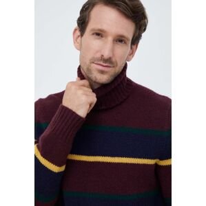 Vlnený sveter Polo Ralph Lauren pánsky, bordová farba, teplý, s rolákom