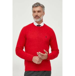 Vlnený sveter Polo Ralph Lauren pánsky, červená farba