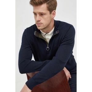 Bavlnený sveter Barbour tmavomodrá farba, s polorolákom