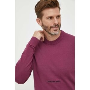 Bavlnený sveter Calvin Klein Jeans fialová farba, tenký