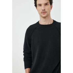 Vlnený sveter Calvin Klein pánsky, čierna farba, tenký