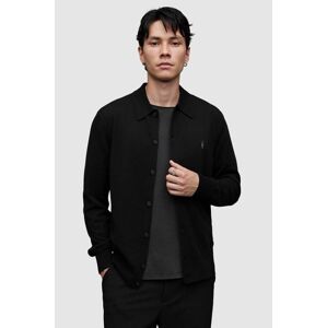 Kardigán AllSaints KILBURN CARDIGAN pánsky, čierna farba