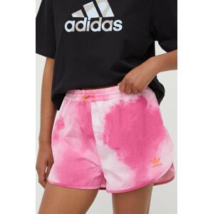 Šortky adidas Originals dámske, ružová farba, vzorované, vysoký pás